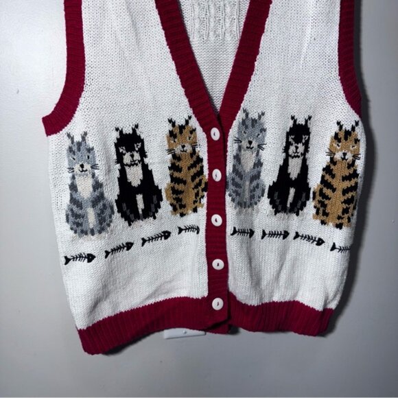 Vintage Marisa Christina Vneck Knit Button Front Vest Size Large - Picture 4 of 9